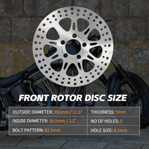 TOFR 11.5" Brake Rotor w/Pads for Harley Sportster XL1200 04-13 XL883 04-10 - color: Silver
