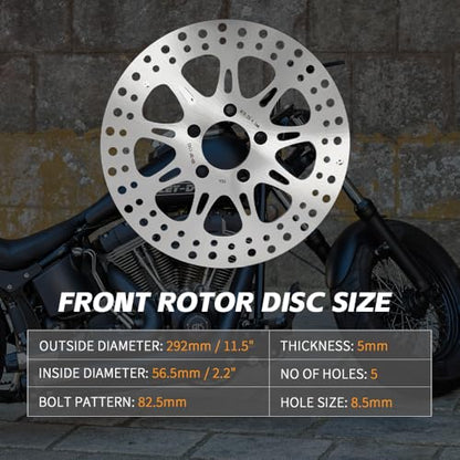 TOFR 11.5" Brake Rotor w/Pads for Harley Sportster XL1200 04-13 XL883 04-10 - color: Silver