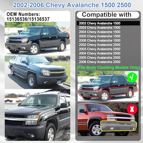 AS Headlight Assembly for 2002 2003 2004 2005 2006 Chevy Avalanche 1500 2500 Fits Body Cladding Models with Chrome Housing Amber Reflector Passenger and Driver Side - color: CHROME