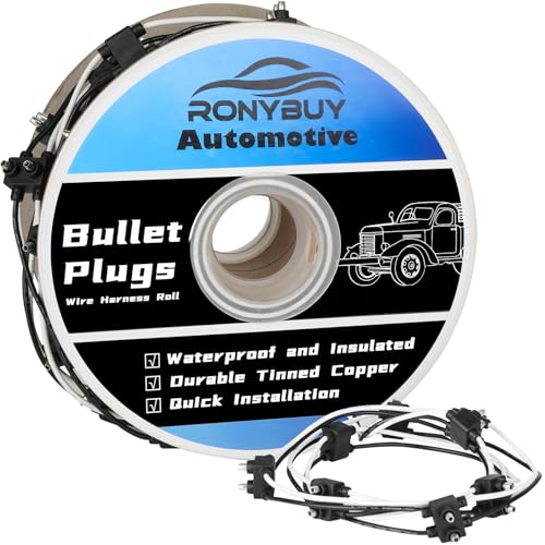 150x 2 Wire Pigtail Double Male Bullet Plugs Roll, 18 Gauge 2 Prong Wire Harness for Clearance Side Markers Trucks Trailers, Continuous 150 Plugs, 6" Lead Spacing Between Plugs - style: 150 Count