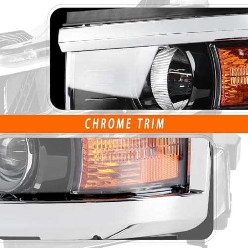 Headlights Assembly Compatible with 2015-2019 Chevy Silverado 2500HD - size: Chrome Left Side