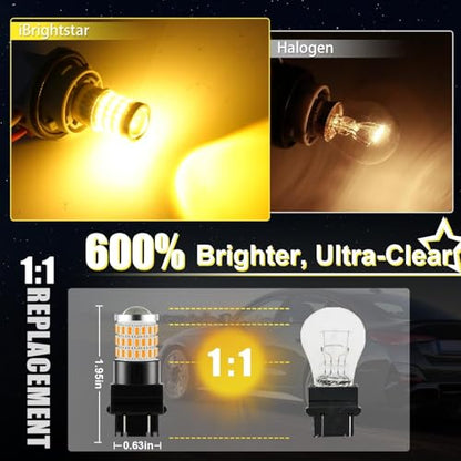 iBrightstar 3157 LED Bulb Amber, 3157a LED Turn Signal Bulbs Super Bright for vehicle Blinker Lights and Turn Signal Lights, 2 Pack - color: Amber, size: 3157