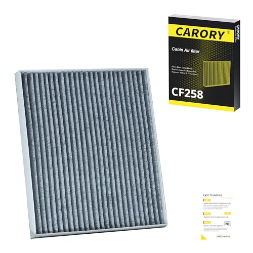 CARORY Cabin Air Filter w/Activated Carbon for Hyundai Elantra (2017–2020), Accent (2018–2022), Elantra GT (2018–2020), Kia Forte (2019–2024), Rio (2018–2023), Forte5 (2020–2024), 97133-F2000, CF258 - size: 7.7" x 9.4" x 1.1"