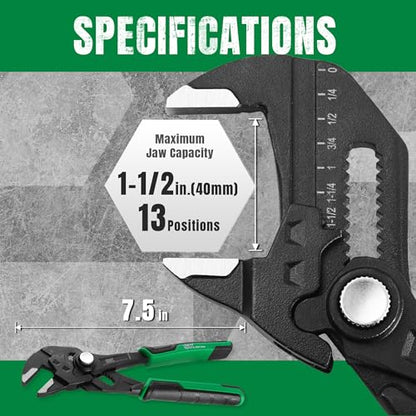 SK 7.5" Pliers Wrench, Smooth Parallel Jaw Water Pump Pliers, CR-V Steel - size: 7.5-inch Single