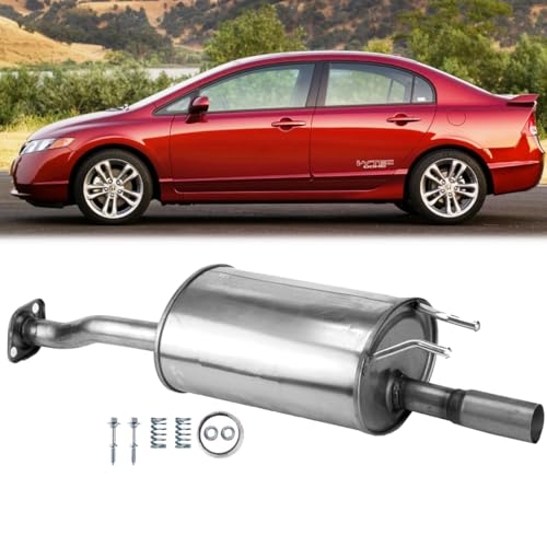 100% Stainless Steel Rear Exhaust Muffler For 06-11 Honda Civic HC08 - size: For Civic 2006-2011 1.3L 1.8L