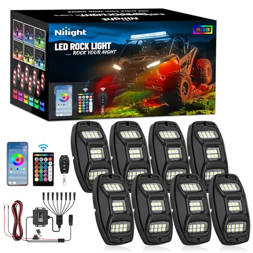 Nilight RGBW LED Rock Lights Kit 8 Pods 22 LEDs Wide Angle Lighting - color: RGBW 22LED, size: 8 Pods