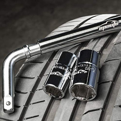 EPAuto Telescoping Lug Wrench, Wheel Wrench, CR-V Sockets (17/19, 21/22mm)