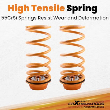 maXpeedingrods Coilovers for Ford Focus MK1 1998-2004, Height Adjustable Coilovers Suspension Kit Struts, Preset Damping Shock Absorber Struts, Lowering Kit Gold