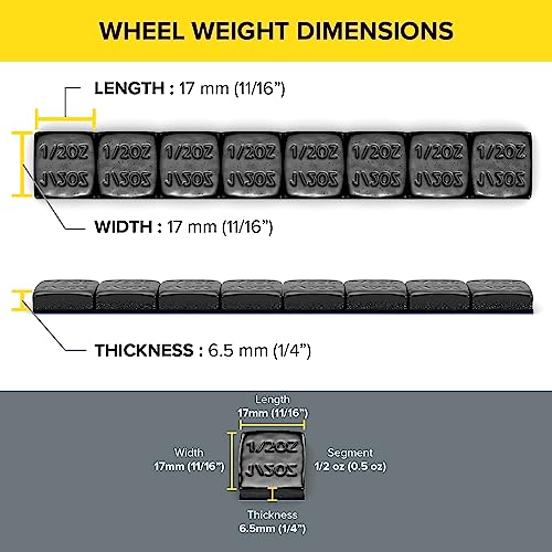 StanceMagic 0.5oz 1/2oz Black Adhesive Stick On Wheel Weights, 384 Pieces - color: Black, size: 12 lbs (192oz)