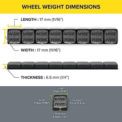 StanceMagic 0.5oz 1/2oz Black Adhesive Stick On Wheel Weights, 384 Pieces - color: Black, size: 12 lbs (192oz)