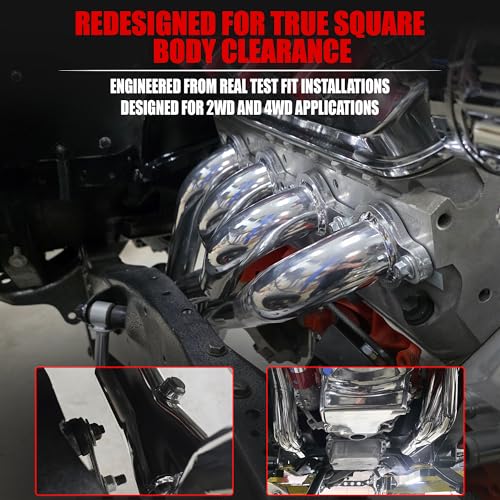 LS Swap Long Tube Headers Polished 304 Stainless Steel for 1960–1987 Chevy GMC C10 K10 Trucks and 1988–1991 Square Body 2WD 4WD Includes MLS Gaskets 12pc Header Bolt Kit - size: New Design C10 K10 Stainless LS Swap Headers