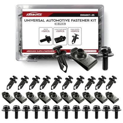 35PCS Universal Style Engine Under Cover Splash Shield Body Bolts Screws, Bumper Clips& Fender Liner Push Retainer Fastener Rivet Clips Compatible with Most Brand of Vehicles - style: Splash Shield Screws Universal Fit