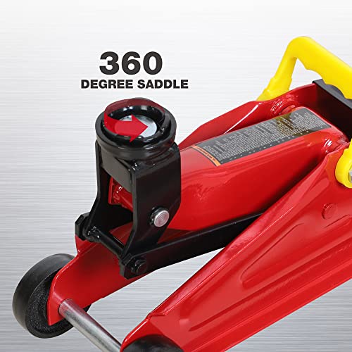 Big RED Hydraulic Trolley Service Lift Jack/Portable Floor Jack with Special Slow Release and Blow Mold Carrying Storage Case : 2 Ton (4,000 lb) Capacity, Red,T82012GS - size: 2 Ton (4,000 lb) slow release with case, style: Steel