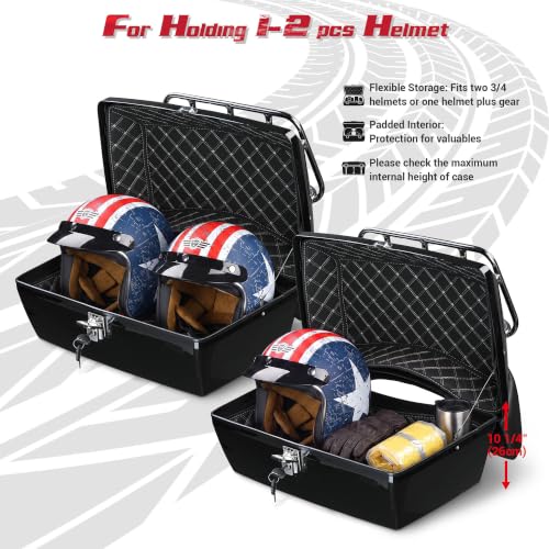 Yescom 48L Universal Motorcycle Tail Box Top Case Luggage with Top Rack & - size: 48L for Harley