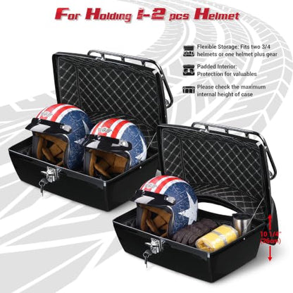 Yescom 48L Universal Motorcycle Tail Box Top Case Luggage with Top Rack & - size: 48L for Harley
