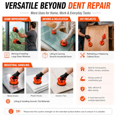 Dent Puller, 3-Pack Car Dent Puller with Controlled Suction, Paintless Dent Repair Tool for Minor Dents, Door Dings and Hail Damage, Paint-Friendly Dent Remover for Cars, Trucks and SUVs - Orange