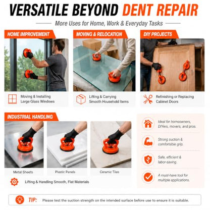 Dent Puller, 3-Pack Car Dent Puller with Controlled Suction, Paintless Dent Repair Tool for Minor Dents, Door Dings and Hail Damage, Paint-Friendly Dent Remover for Cars, Trucks and SUVs - Orange