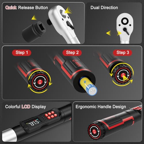 VANPO Digital Torque Wrench, 3/4", 37–737 ft-lb for Heavy Equipment - size: 1-Inch