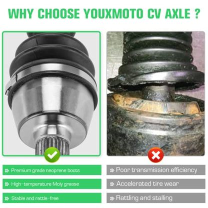 Youxmoto 2 Front+2 Rear CV Axle for Polaris 2013-2015/2017-2018 Ranger 900 XP (NONHigh Lifter;MUD); Ranger Crew XP 1000 2017-2018 (NON HST), Crew 900 14-15; 2015 Ranger 570 Full Size Drive Half Shaft - size: 4*Full Set Axle