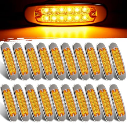 20Pcs Spyder Amber Peterbilt-style 12 diode LED Ultra-thin Marker Lights