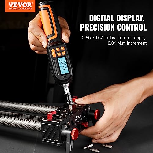 VEVOR Digital Torque Screwdriver, 1/4" Drive Screwdriver Torque Wrench, Electrician Torque Screwdriver with LCD, 2.65-70.67 in-lbs Torque Range, 0.01 N.m Increment Torque Screwdriver with Bits & Case - size: Ultra 2.65-70.67 in-lb
