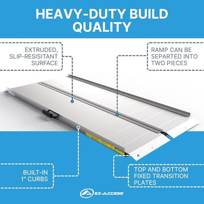EZ-ACCESS Traverse Aluminum Singlefold Folding Ramp, Silver, 6 ft, ATVs - size: 6 Foot, style: Singlefold