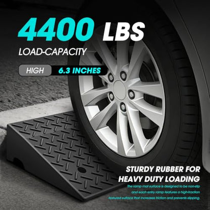 DNA Motoring 6.3" Rise Rubber Curb Ramp Heavy Duty Loading Driveway Ramp Threshold Ramp 39" W x 19.5" D x 6.3" H for Loading Dock, Warehouse, Motorcycles, Cars, TOOLS-00652 - style: 6.3 in