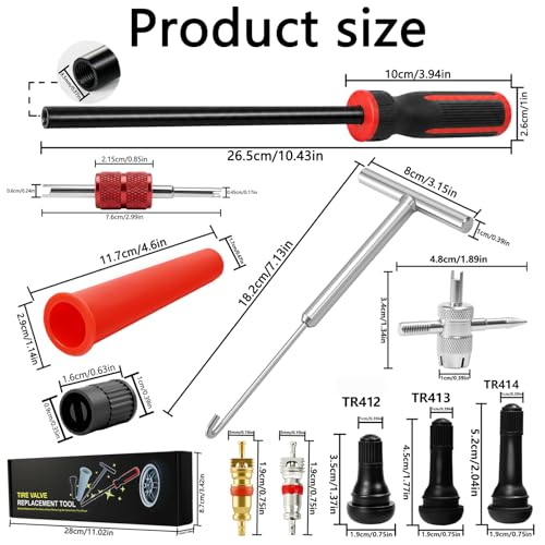 36PCS Heavy-Duty Metal Hook Valve Stem Tool Kit - No Tire Removal, Quick Leaky Valve Replacement, Longer Puller for Pressure Check - Durable for Cars, Motorcycles, ATVs
