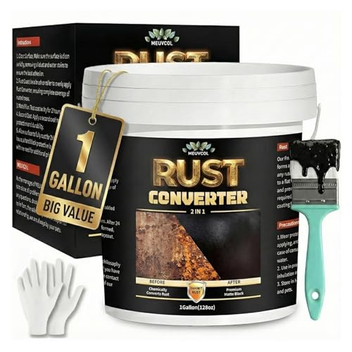 2-in-1 Rust Converter & Metal Primer - 1 Gallon Black Rust Paint Inhibitor for Metal, Ultra Car Rust Reformer & Encapsulator, Long-Lasting Anti Rust Conversion Coating, Heat Resistance - size: 128 Fl Oz (Pack of 1)