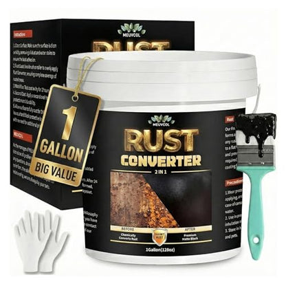 2-in-1 Rust Converter & Metal Primer - 1 Gallon Black Rust Paint Inhibitor for Metal, Ultra Car Rust Reformer & Encapsulator, Long-Lasting Anti Rust Conversion Coating, Heat Resistance - size: 128 Fl Oz (Pack of 1)