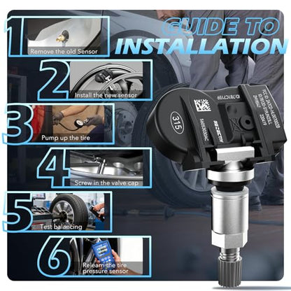 TPMS Sensor, 315Mhz Dodge Tire Pressure Monitoring System Sensor Set of 4