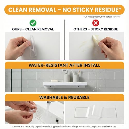 Double Sided Tape Heavy Duty, Clear Mounting Tape Nano Double Sided Adhesive Tape,Picture Hanging Adhesive Strips (9.85FT 6 Pack (Total 59.1FT)) - size: 9.85FT 6 Pack (Total 59.1FT)