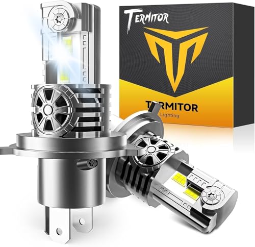 Termitor High Performance H4 9003 LED Bulbs 110,000LM, 6500 Cool White,True 1:1 Halogen Size, IP68 Waterproof, 85K+ Long Lifespan, Plug and Play, Pack of 2 - size: M1 H4/9003