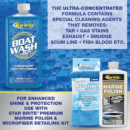 STAR BRITE Concentrated Boat Wash, Heavy-Duty, Non-Streak, Blueberry Scent - style: 128 OZ Wash
