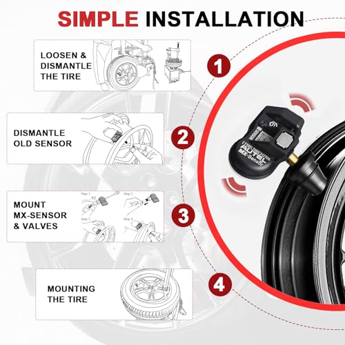 Autel TPMS Sensor Universal 1 Sensor with Dual Frequency (315MHz + 433MHz), Tire Pressure Monitoring Sensor Replacement for 99% Vehicles, Programmable by Autel TPMS Tool (Rubber Valve)