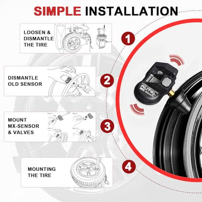 Autel TPMS Sensor Universal 1 Sensor with Dual Frequency (315MHz + 433MHz), Tire Pressure Monitoring Sensor Replacement for 99% Vehicles, Programmable by Autel TPMS Tool (Rubber Valve)