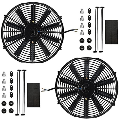 MuHize 14 Inch Electric Radiator Cooling Fan 12V 80W Push/Pull, 2 Pack - size: 2Pcs-14 inch