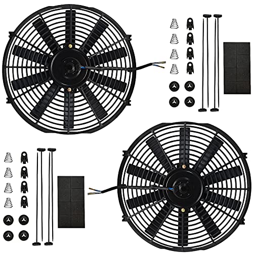 MuHize 14 Inch Electric Radiator Cooling Fan 12V 80W Push/Pull, 2 Pack - size: 2Pcs-14 inch
