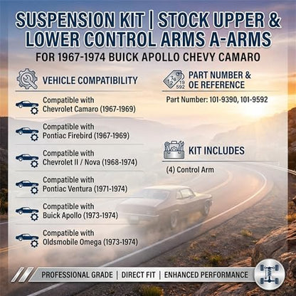 Suspension Kit Upper Lower Control Arms w/Ball Joints For Chevy Camaro Nova - size: 101-9390, 101-9592