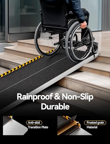 FACHNUO 12FT Wheelchair Ramp with Support Legs, Adaptive Rotatable Tailgat - size: 12FT(Using height 12-36'')