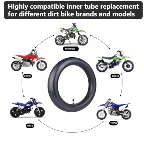 (2-Pack) 2.50/2.75-10 (80/90-10) Heavy Duty Dirt Bike Tire Inner Tubes, 2mm Butyl Rubber & TR4 Straight Valve - Fits Razor MX650, Honda CRF50/XR50, Suzuki DRZ70/JR50, Yamaha PW50