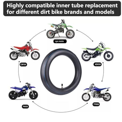 (2-Pack) 2.50/2.75-10 (80/90-10) Heavy Duty Dirt Bike Tire Inner Tubes, 2mm Butyl Rubber & TR4 Straight Valve - Fits Razor MX650, Honda CRF50/XR50, Suzuki DRZ70/JR50, Yamaha PW50