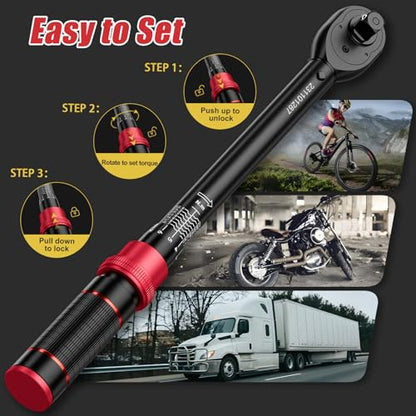 VANPO Torque Wrench Set, 1/4" 3/8" 1/2-Inch, for Bike, Motorcycle, Car - size: 1/2″3/8″1/4″ 7 PCS