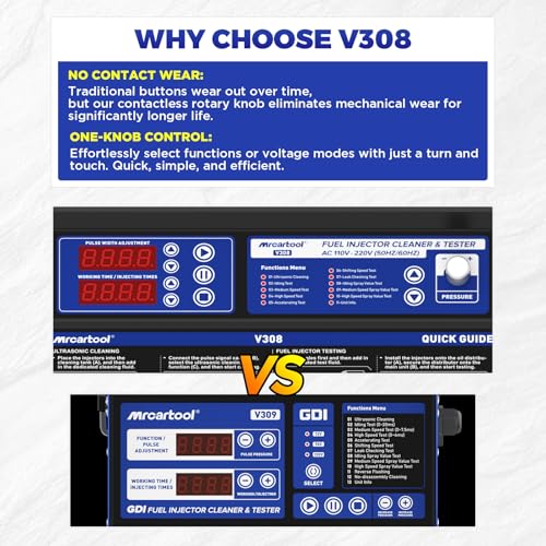 MRCARTOOL V308 Fuel Injector Cleaner Machine with Pulse Ultrasonic Cleaning - size: V308