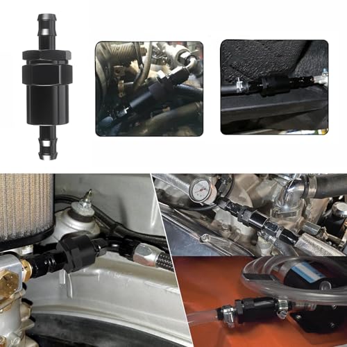 1/2" Billet Inline Fuel Filter 30 Micron Anodized Aluminum Black 2PCS - size: 1/2 in
