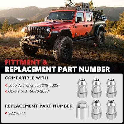 Wheel Lock Lug Nuts Kit Compatible with Jeep Wrangler JL 2018-2024 Gladiator JT 2020-2024 Replace 82215711 Wheel Locks Locking Lug Nuts Set