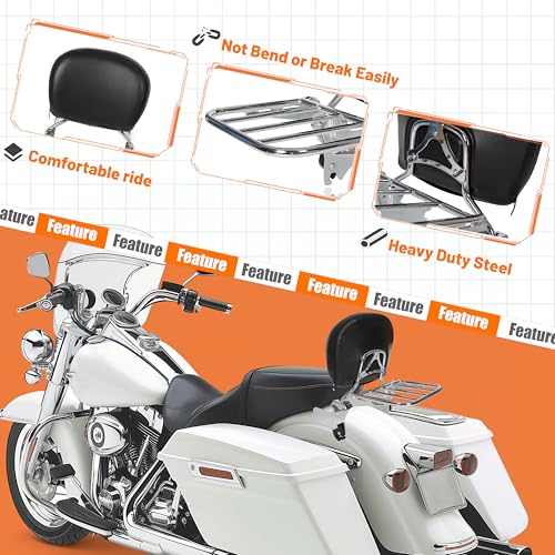 ECOTRIC Sissy Bar Backrest Compatible with 1994-2008 Harley Touring - color: Black, size: 13.5 x 10.75 x 2.75 inches
