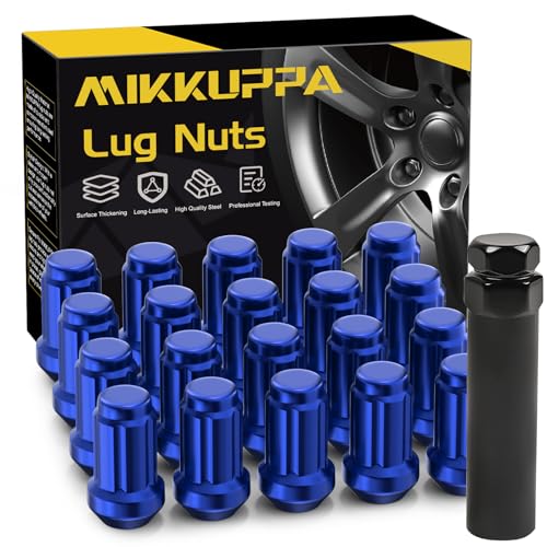 MIKKUPPA M12x1.5 Lug Nuts, Blue 20PCS Closed End Spline Lug Nuts 17mm Hex - color: Blue
