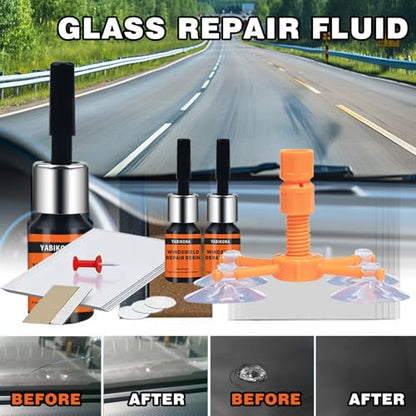 Windshield Chip Repair Kit, Windshield Repair Kit for Chips and Cracks, Glass Filler Resin Liquid Fix for Car/Home Glass Mirror(Star/Linear/Bullseye Cracks), 2pcs / 1Set