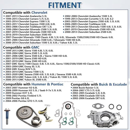 High Volume LS Oil Pump 5.3 Timing Chain Timing Cover Gasket Kit Fit for 2007-2013 Chevy Silverado 1500 Tahoe GMC Sierra Yukon Buick Cadillac 4.8 5.3 6.0 6.2L No VVT